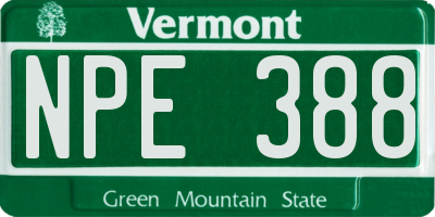 VT license plate NPE388