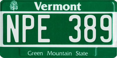 VT license plate NPE389