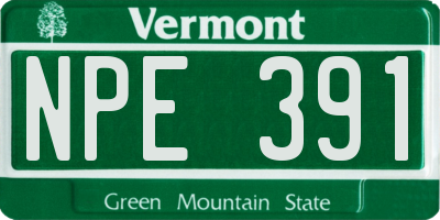 VT license plate NPE391