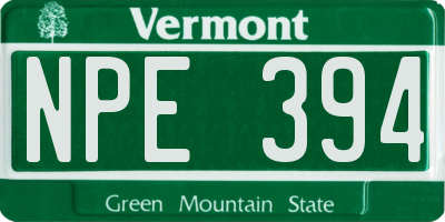 VT license plate NPE394