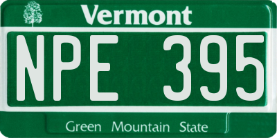 VT license plate NPE395