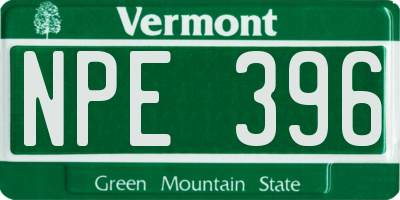 VT license plate NPE396