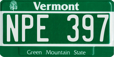VT license plate NPE397