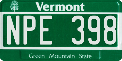 VT license plate NPE398