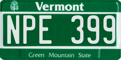 VT license plate NPE399