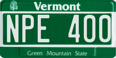 VT license plate NPE400