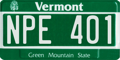 VT license plate NPE401