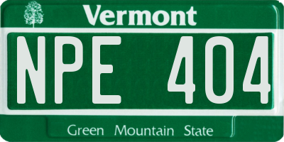 VT license plate NPE404