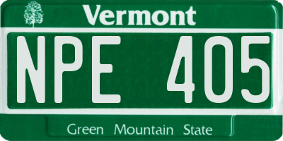 VT license plate NPE405
