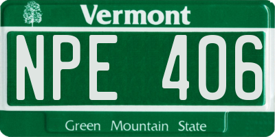 VT license plate NPE406