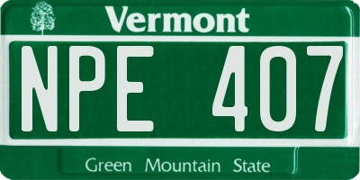 VT license plate NPE407