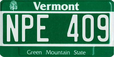 VT license plate NPE409