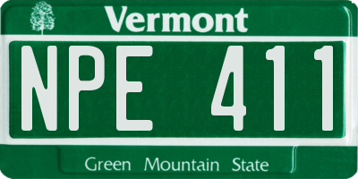 VT license plate NPE411
