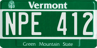 VT license plate NPE412