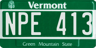 VT license plate NPE413