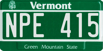 VT license plate NPE415