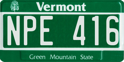 VT license plate NPE416