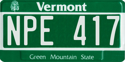 VT license plate NPE417