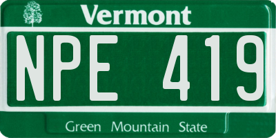 VT license plate NPE419