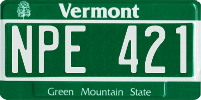 VT license plate NPE421