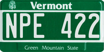 VT license plate NPE422
