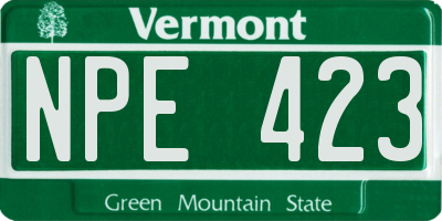 VT license plate NPE423