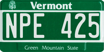 VT license plate NPE425