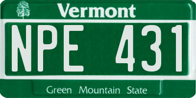 VT license plate NPE431