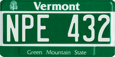 VT license plate NPE432