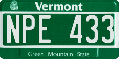 VT license plate NPE433