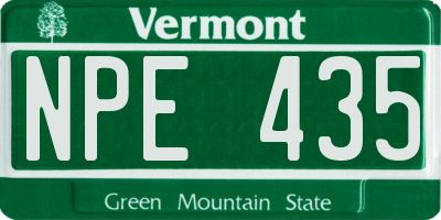 VT license plate NPE435