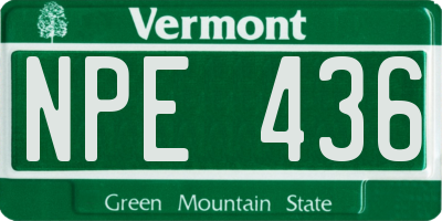 VT license plate NPE436
