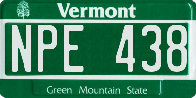 VT license plate NPE438