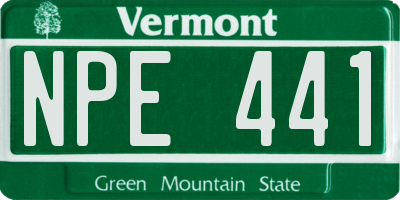 VT license plate NPE441