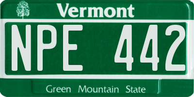 VT license plate NPE442