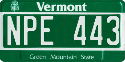 VT license plate NPE443