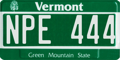 VT license plate NPE444