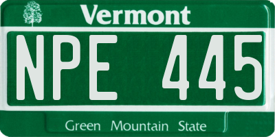 VT license plate NPE445