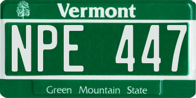 VT license plate NPE447
