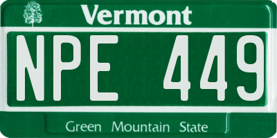 VT license plate NPE449