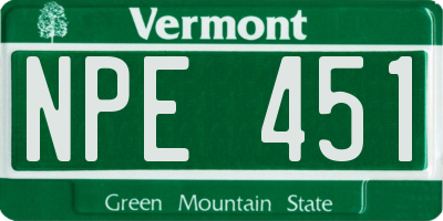 VT license plate NPE451