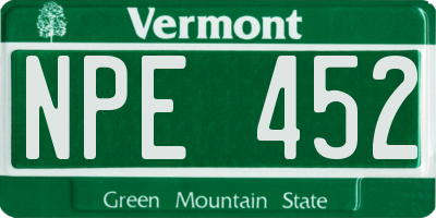 VT license plate NPE452
