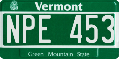 VT license plate NPE453