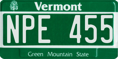 VT license plate NPE455