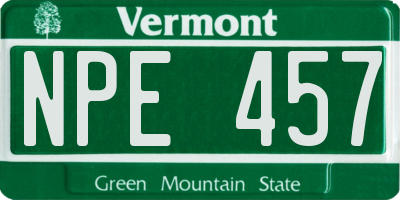 VT license plate NPE457