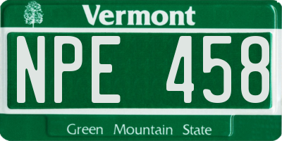 VT license plate NPE458