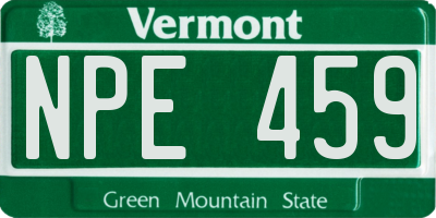 VT license plate NPE459