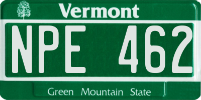 VT license plate NPE462