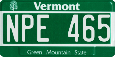 VT license plate NPE465