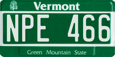 VT license plate NPE466